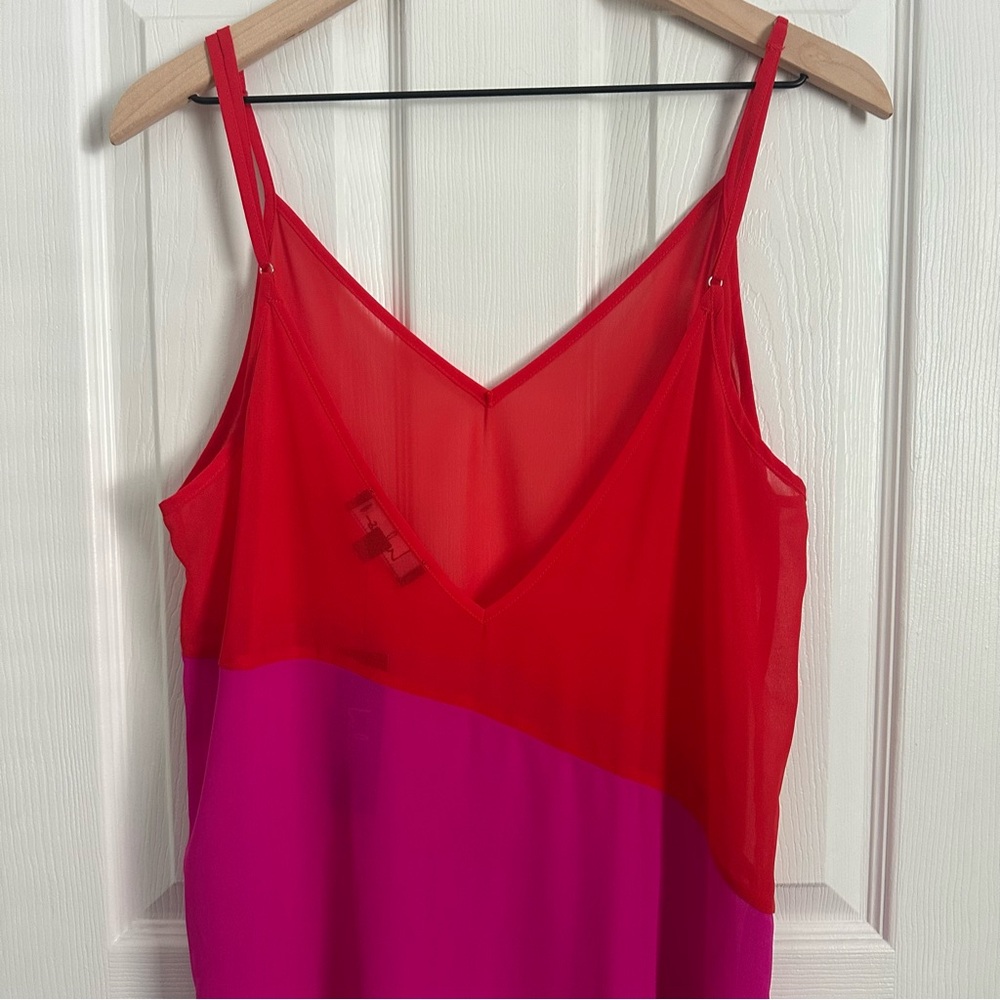 NWT Lulus Resortwear Bright Magenta Sheer Maxi Slip Dress Cover-Up Size Medium - Picture 8 of 15